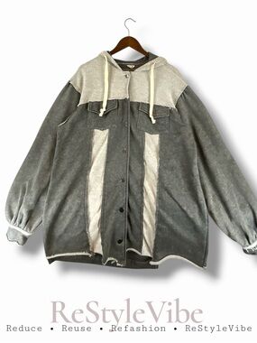 POL Women’s Size S Jacket Coat Sweatshirt Terry Oversized Fit Hoodie Snap Front